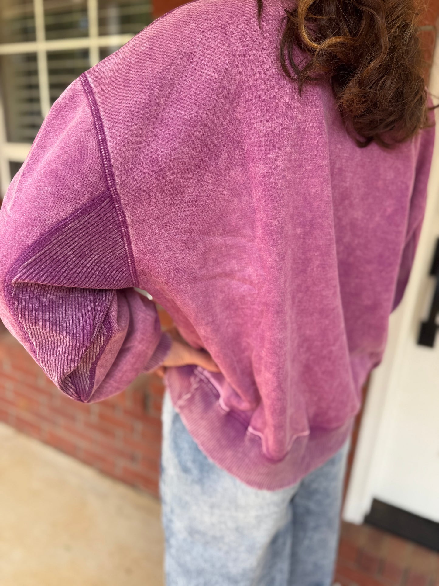 Acid Washed Fleece Oversized Pullover