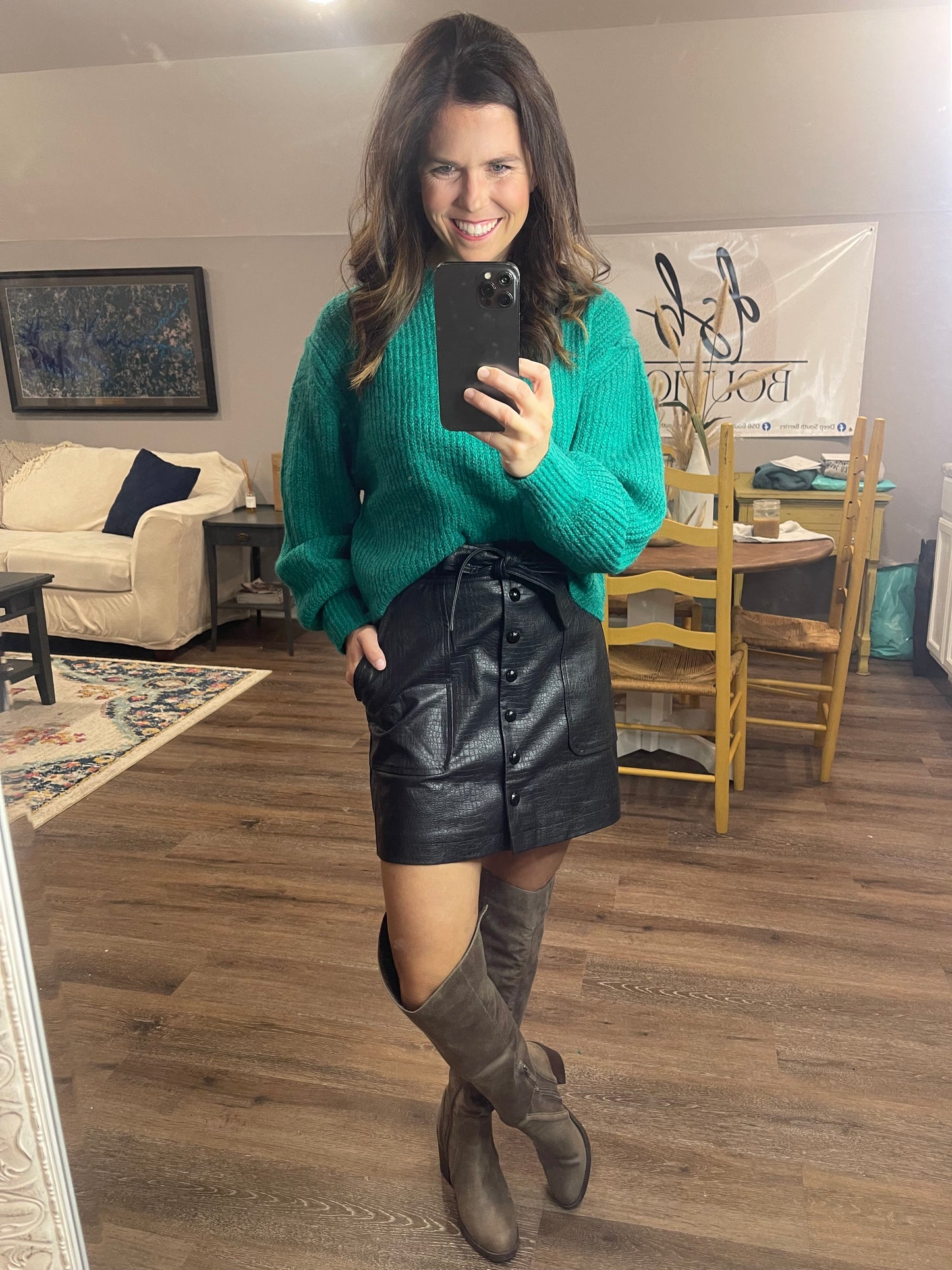 Pleather Tie Waist Skirt