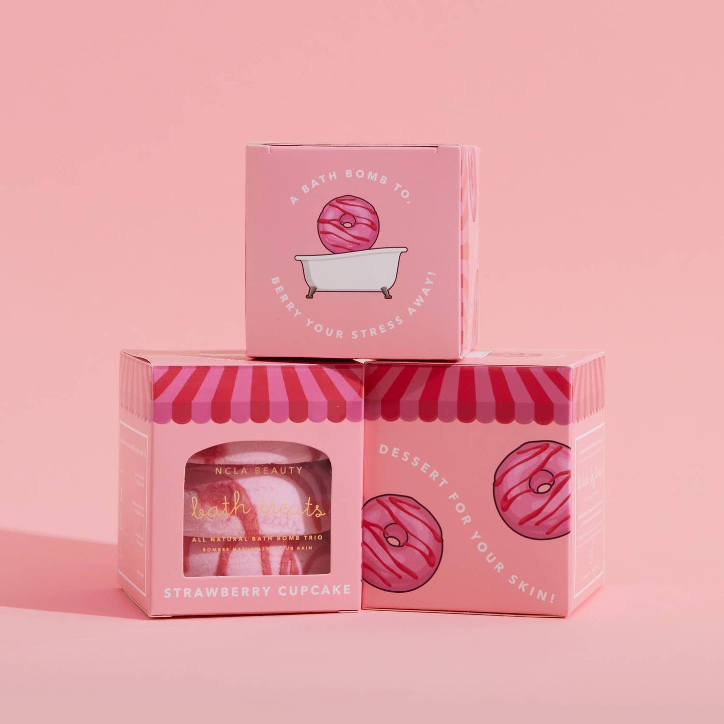 Strawberry Cupcake Bath Treats (3 pc bath bomb set)