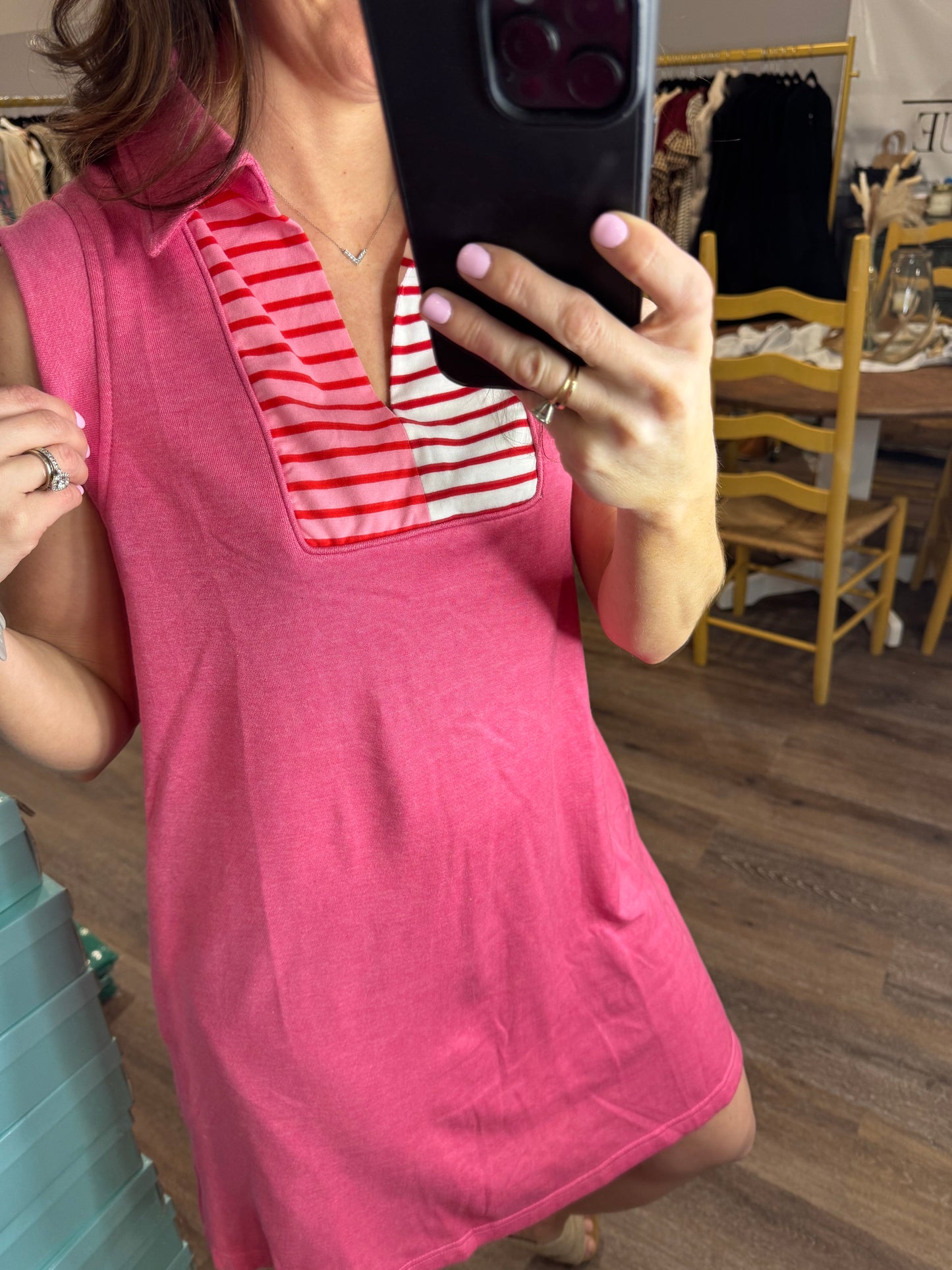Knit Collared Color Block Dress