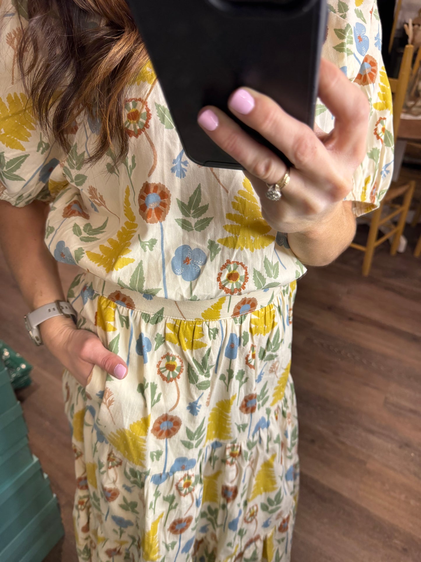 Muted Floral Skirt Set