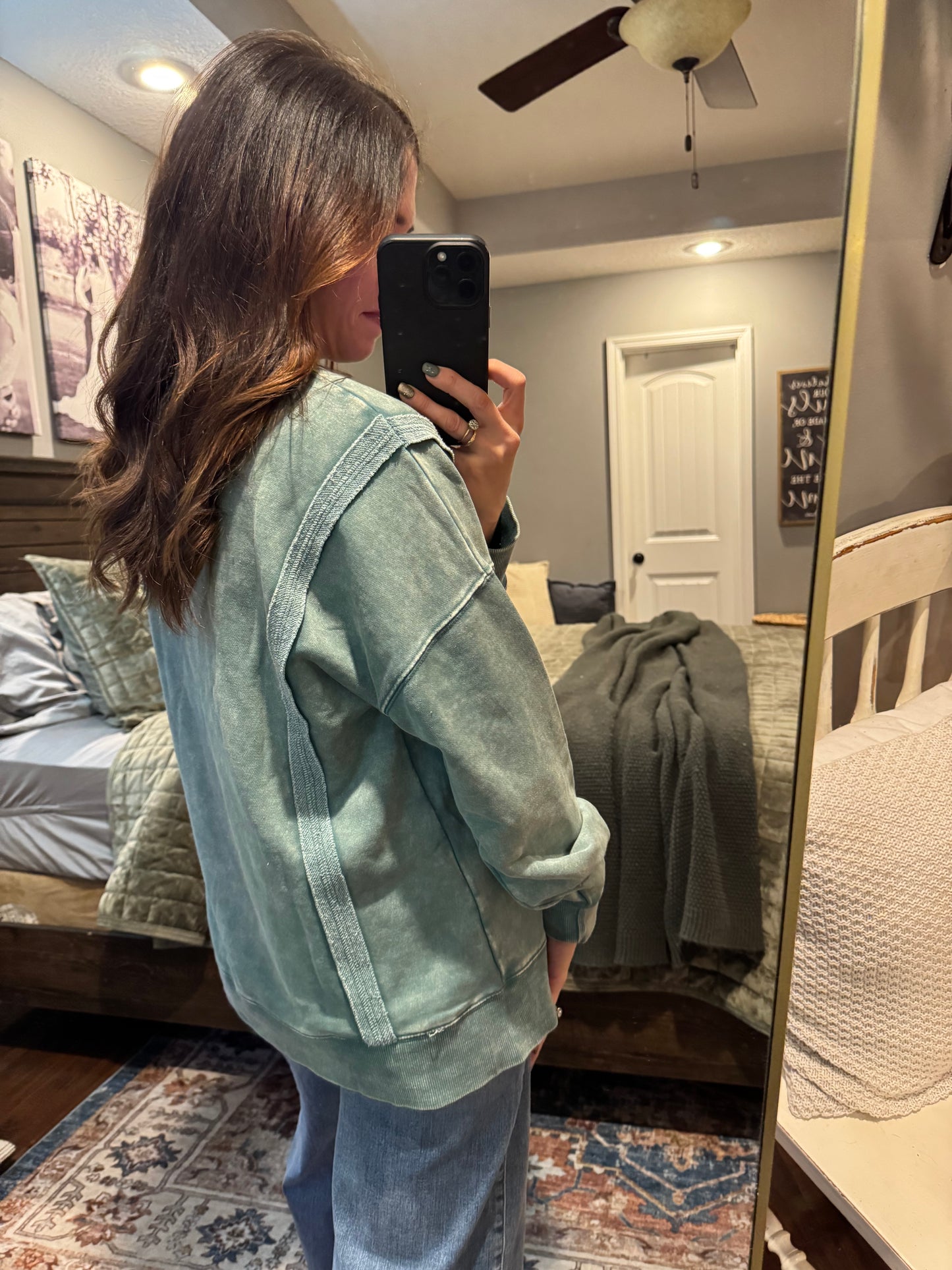 Mineral Washed French Terry Oversized Knit Top