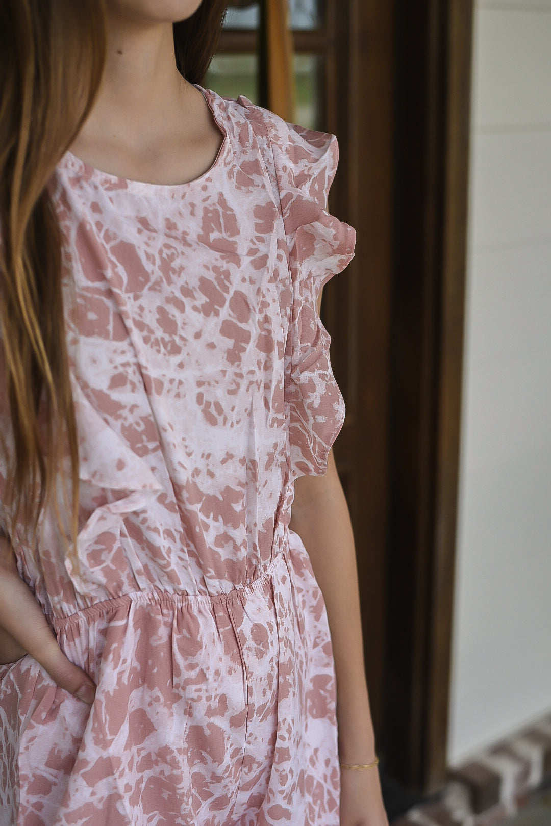 Marbled Ruffle Romper- Tween
