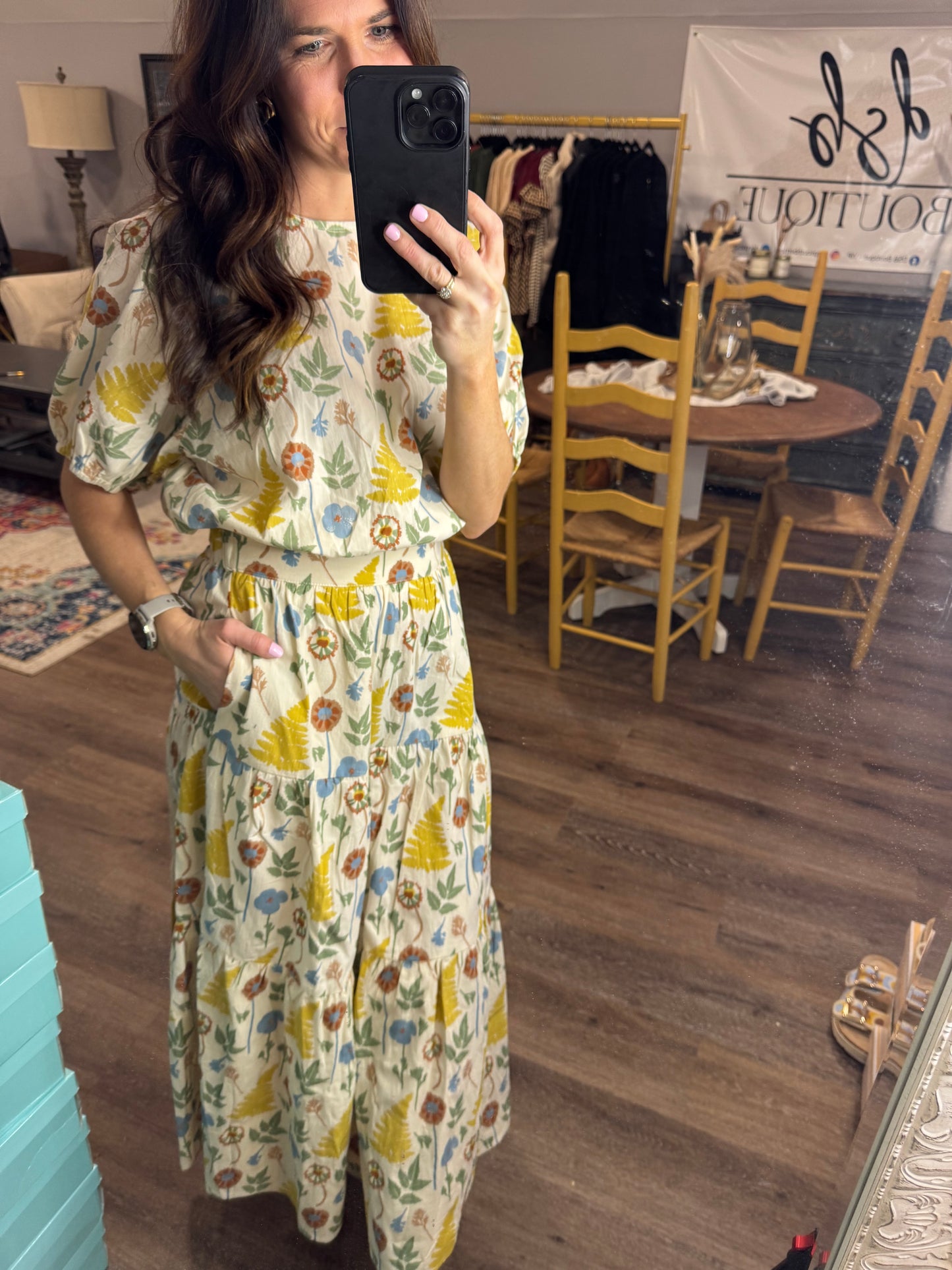 Muted Floral Skirt Set
