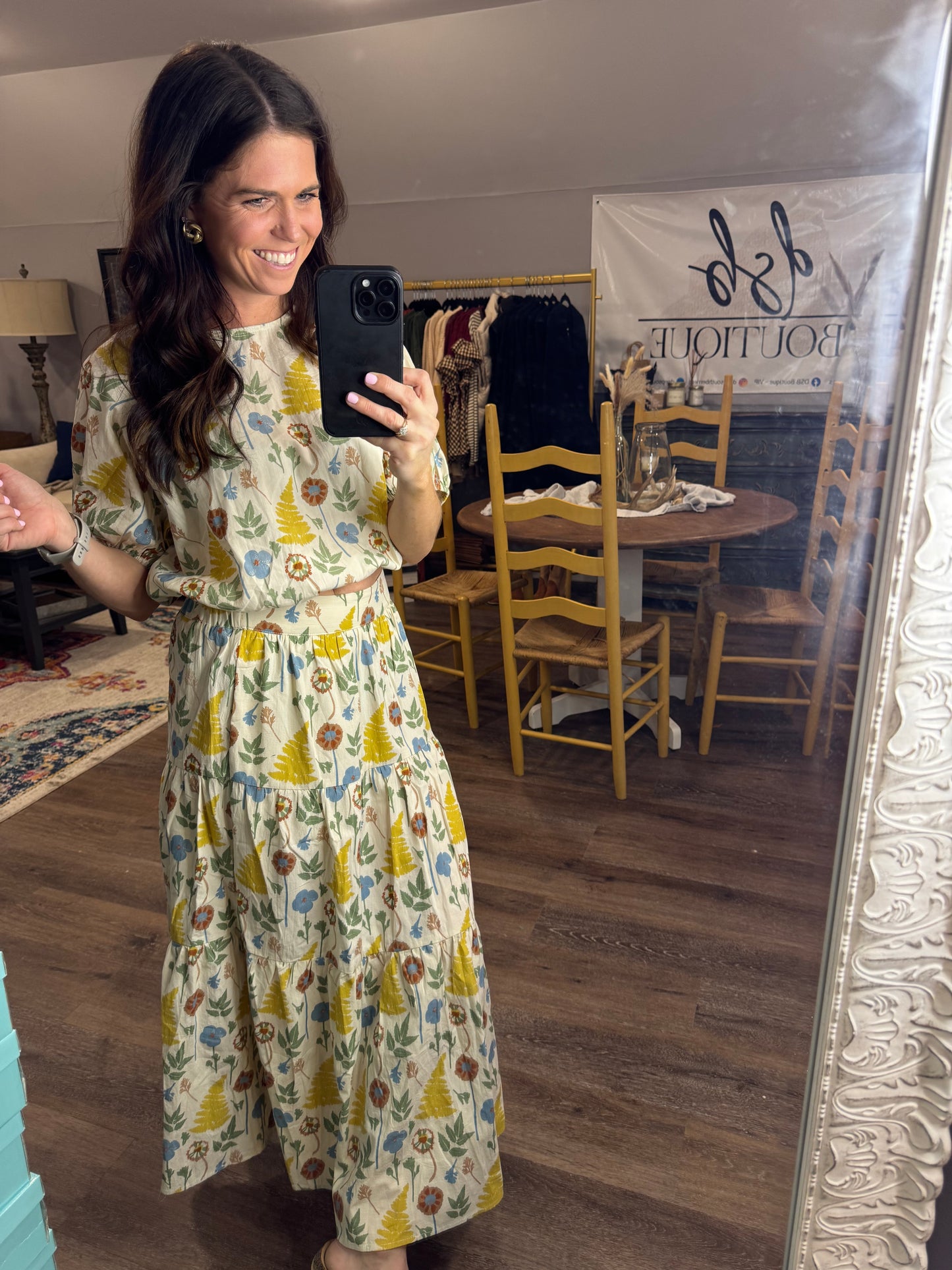 Muted Floral Skirt Set