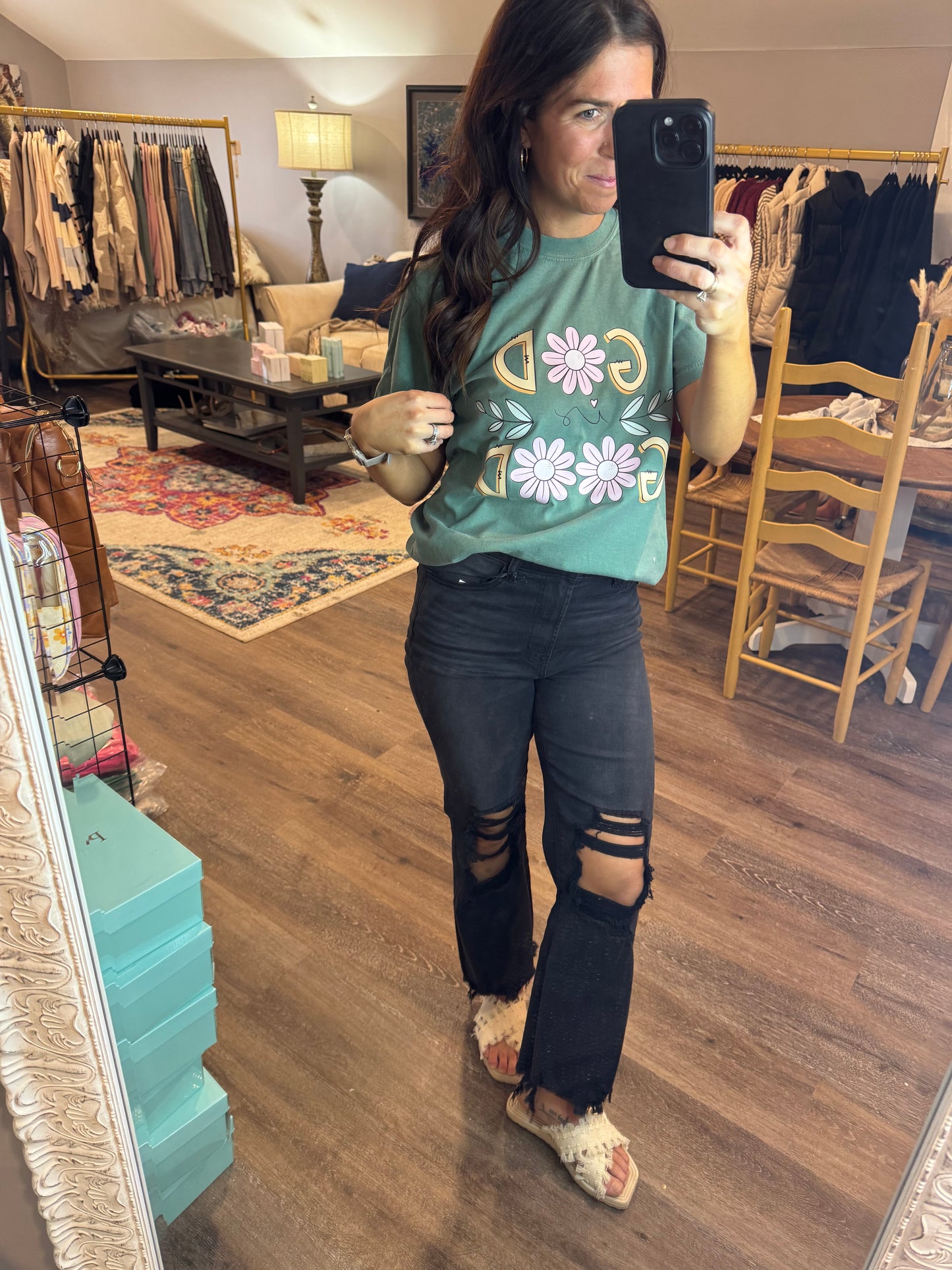 Kiley Washed Distressed Crop Pants
