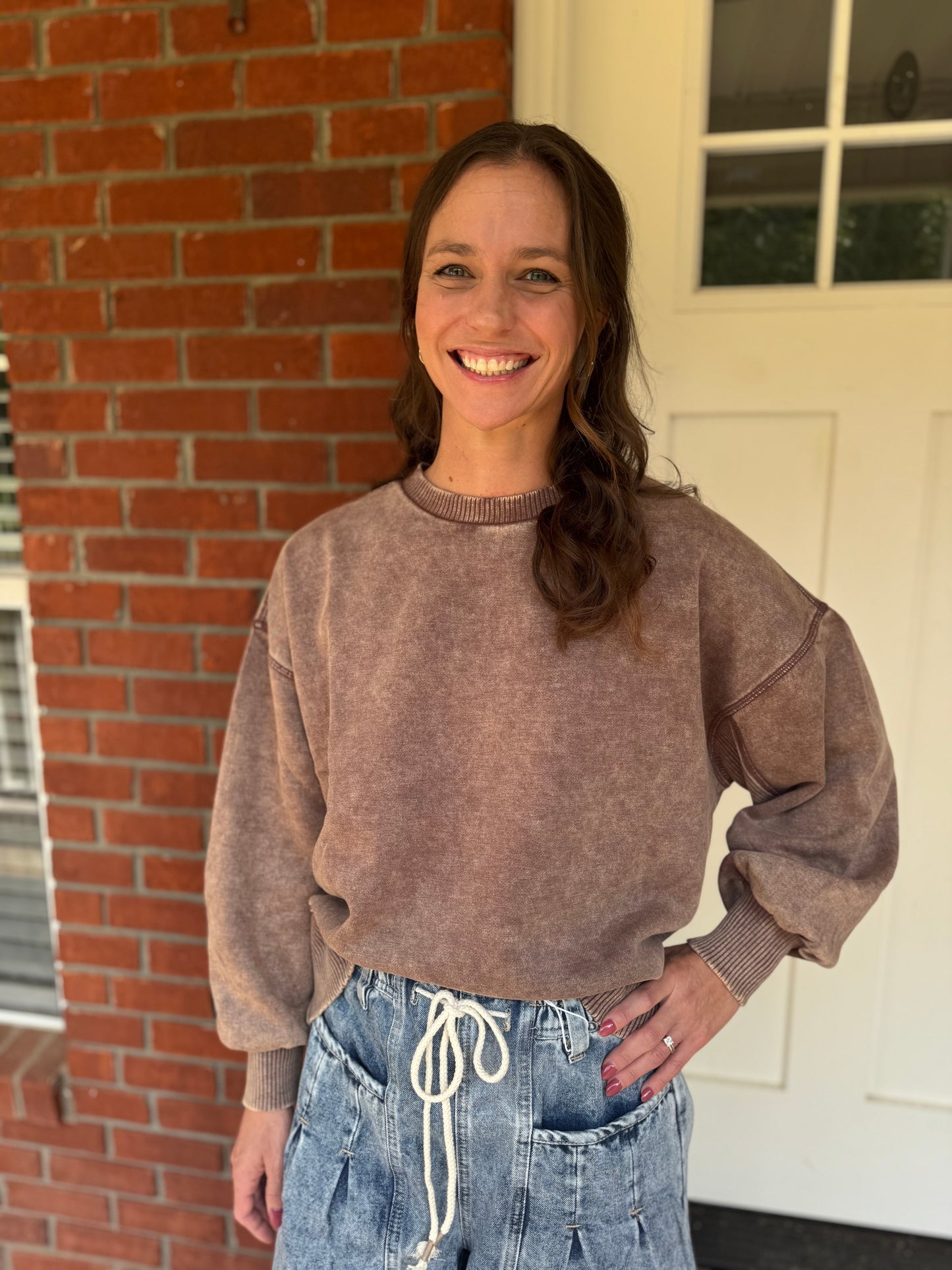 Acid Washed Fleece Oversized Pullover