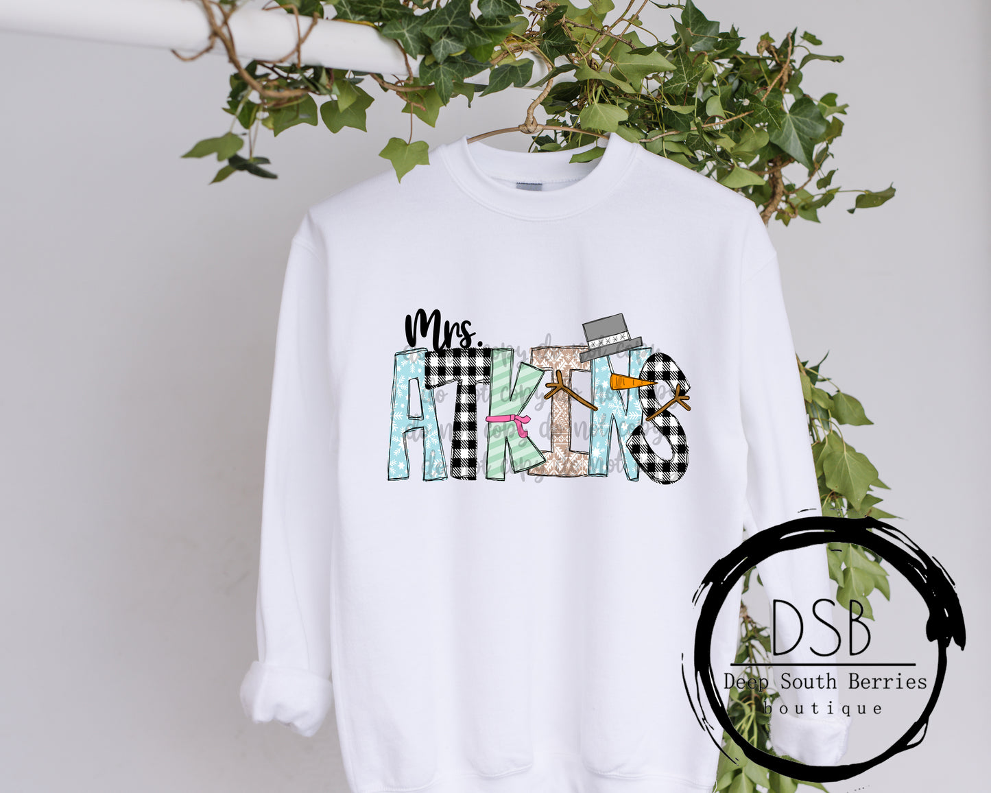 Custom Snowman Font Tee + Sweatshirt