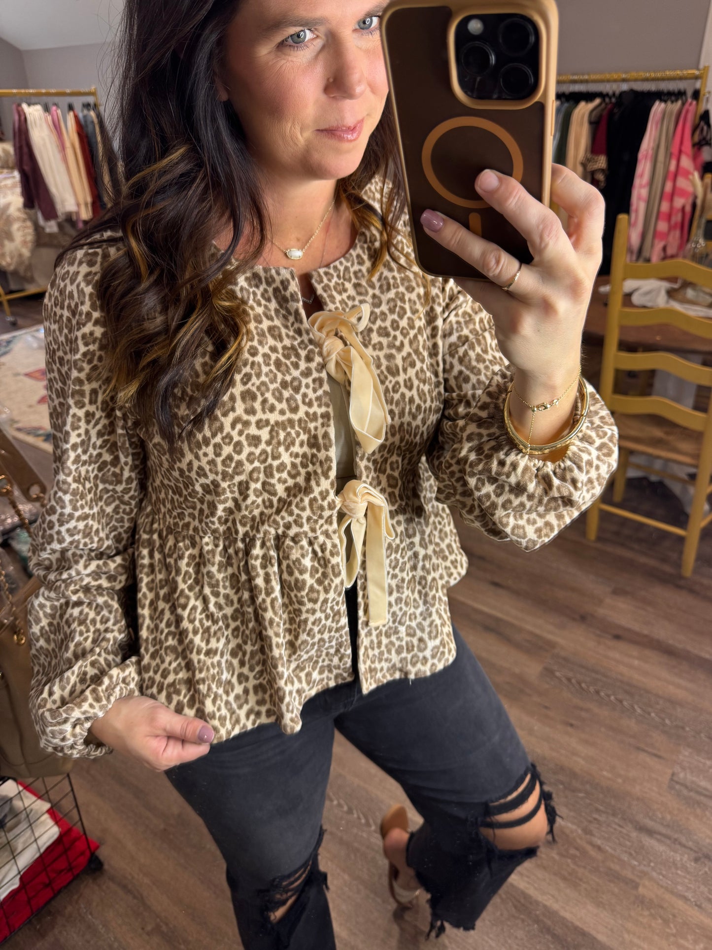 Fast Forward Leopard Tie Top