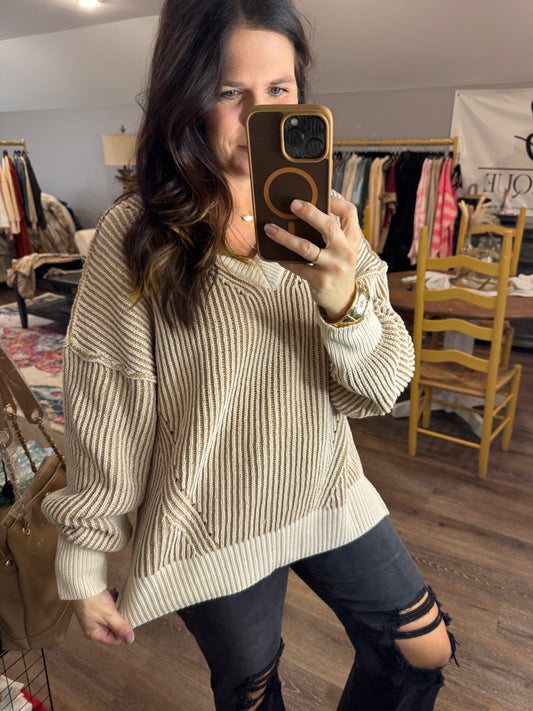 Fading Forever Two Tone Sweater