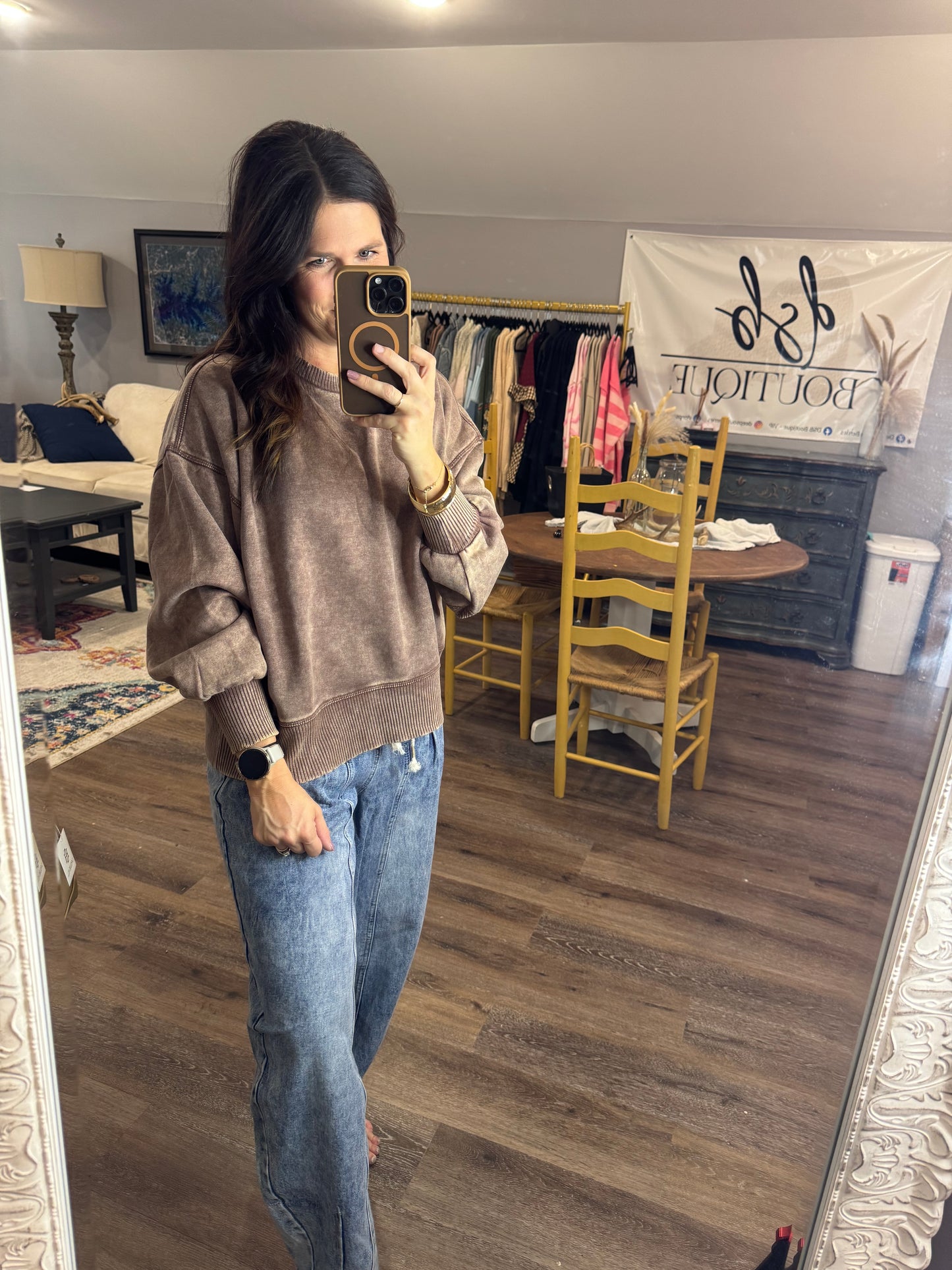 Acid Washed Fleece Oversized Pullover