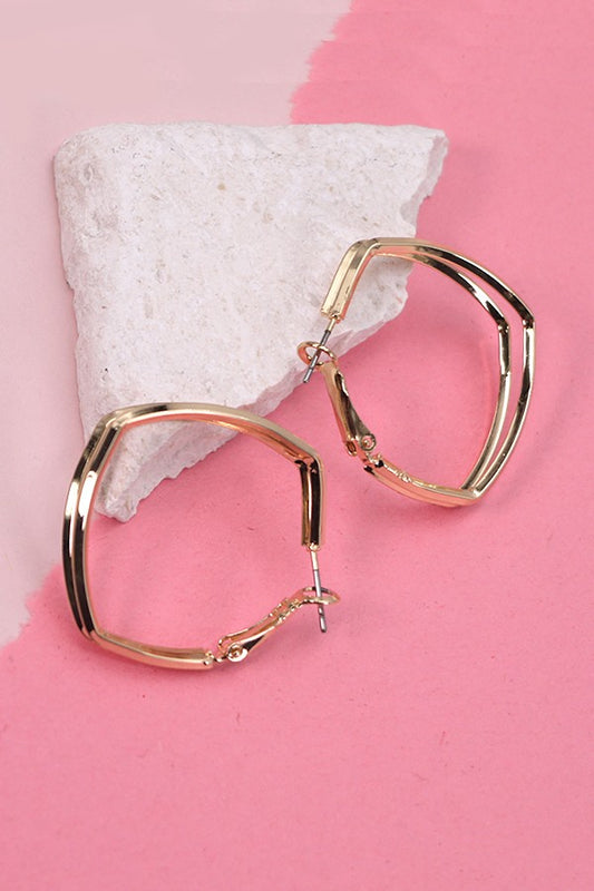 Round Square Double Hoop Earrings