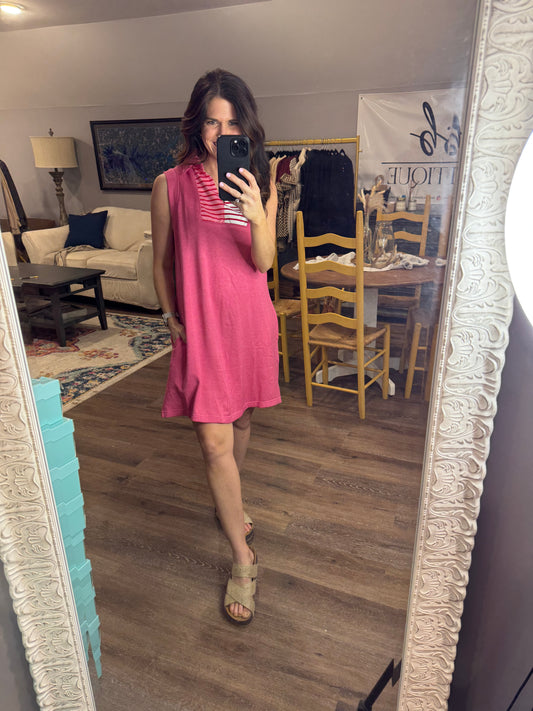 Knit Collared Color Block Dress