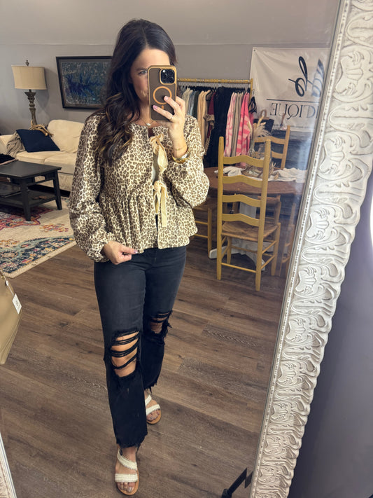 Fast Forward Leopard Tie Top