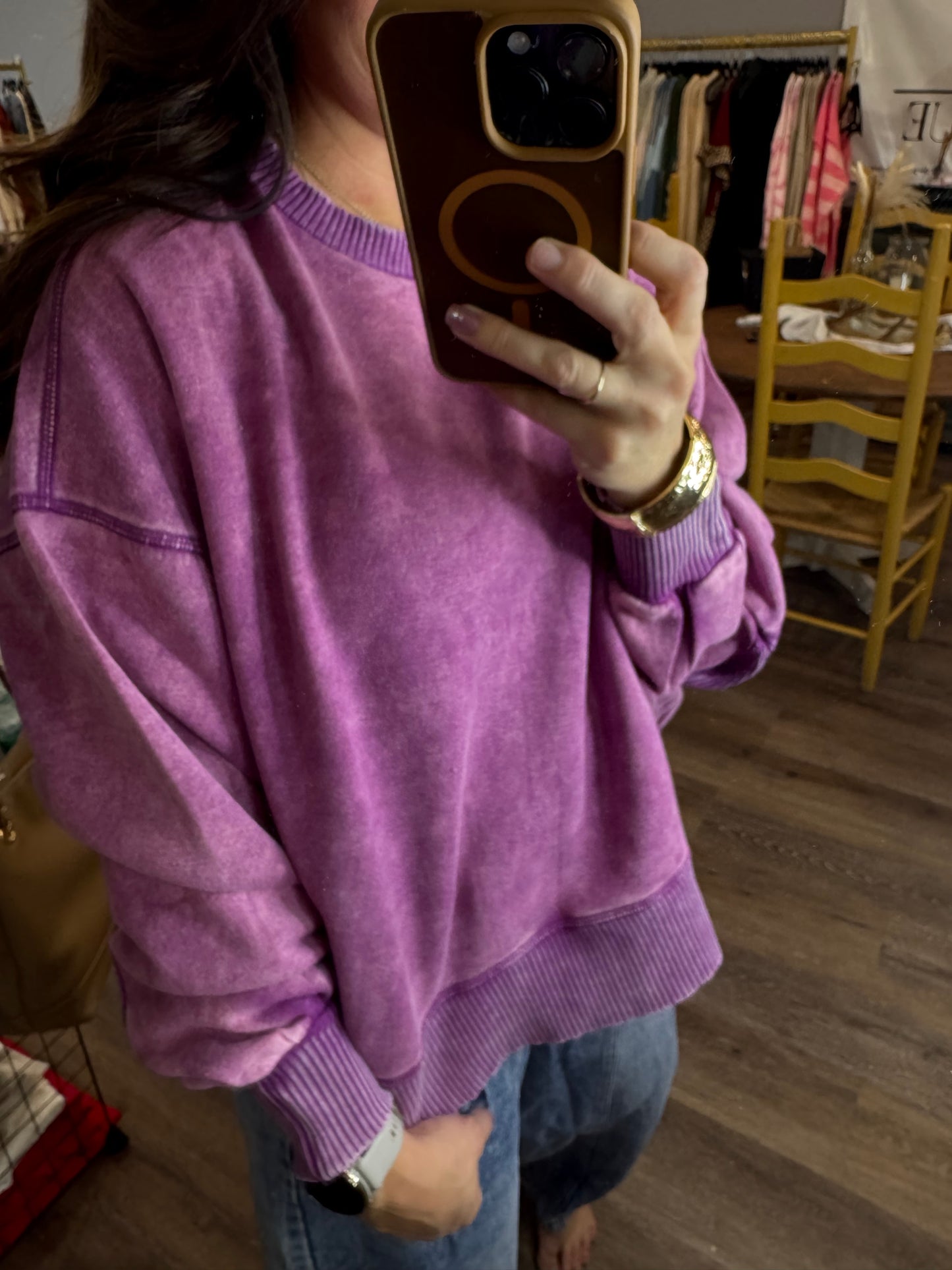 Acid Washed Fleece Oversized Pullover