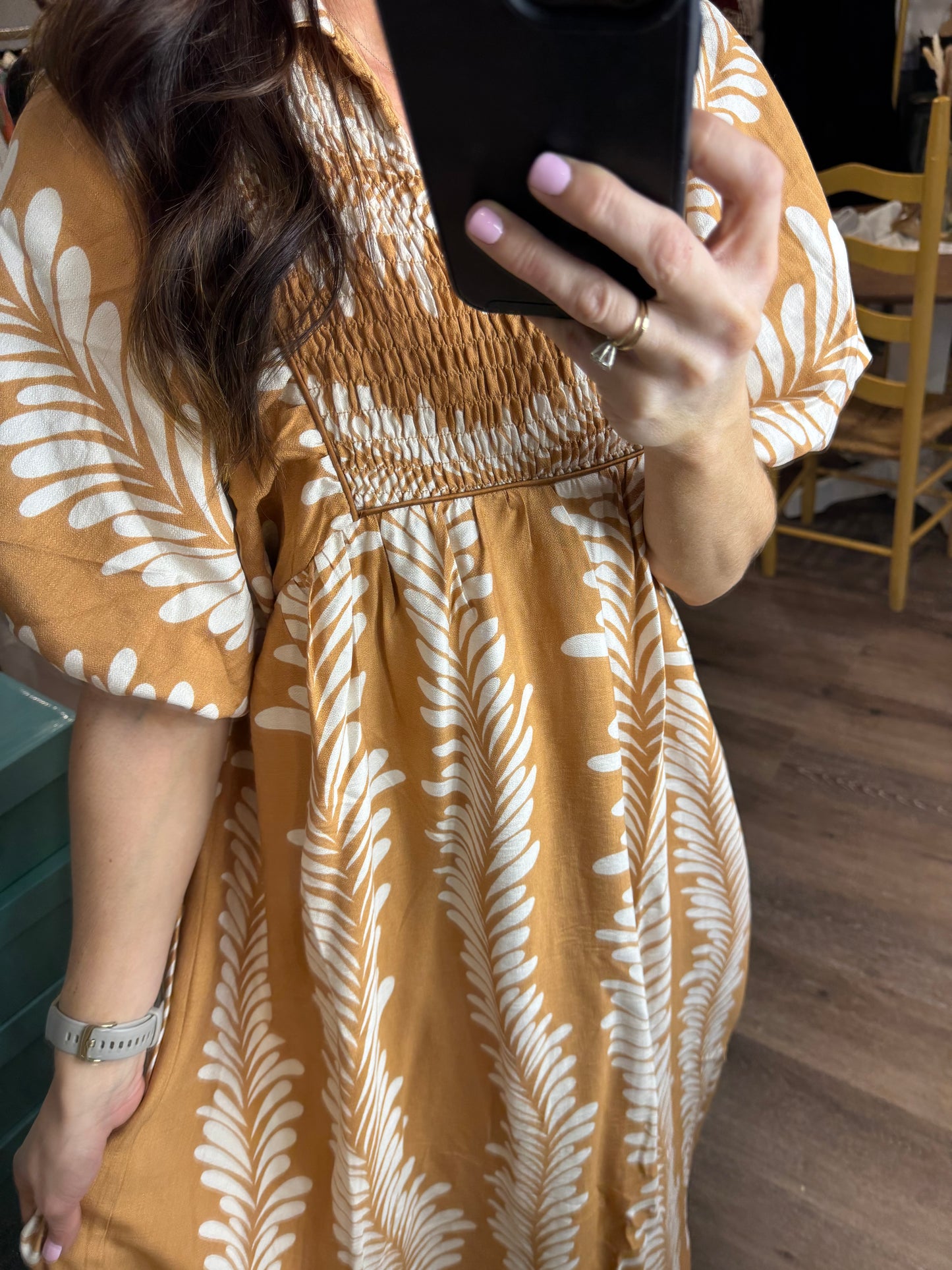 Puff Sleeve Midi Dress