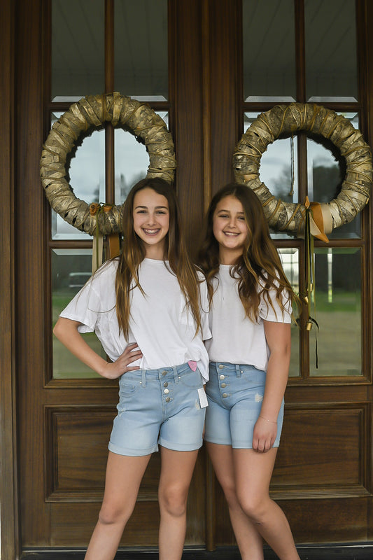 Basic Cuffed Shorts- Tween