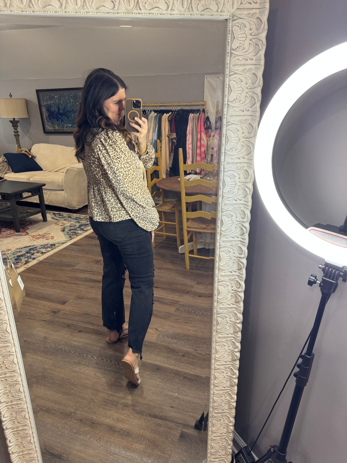 Fast Forward Leopard Tie Top