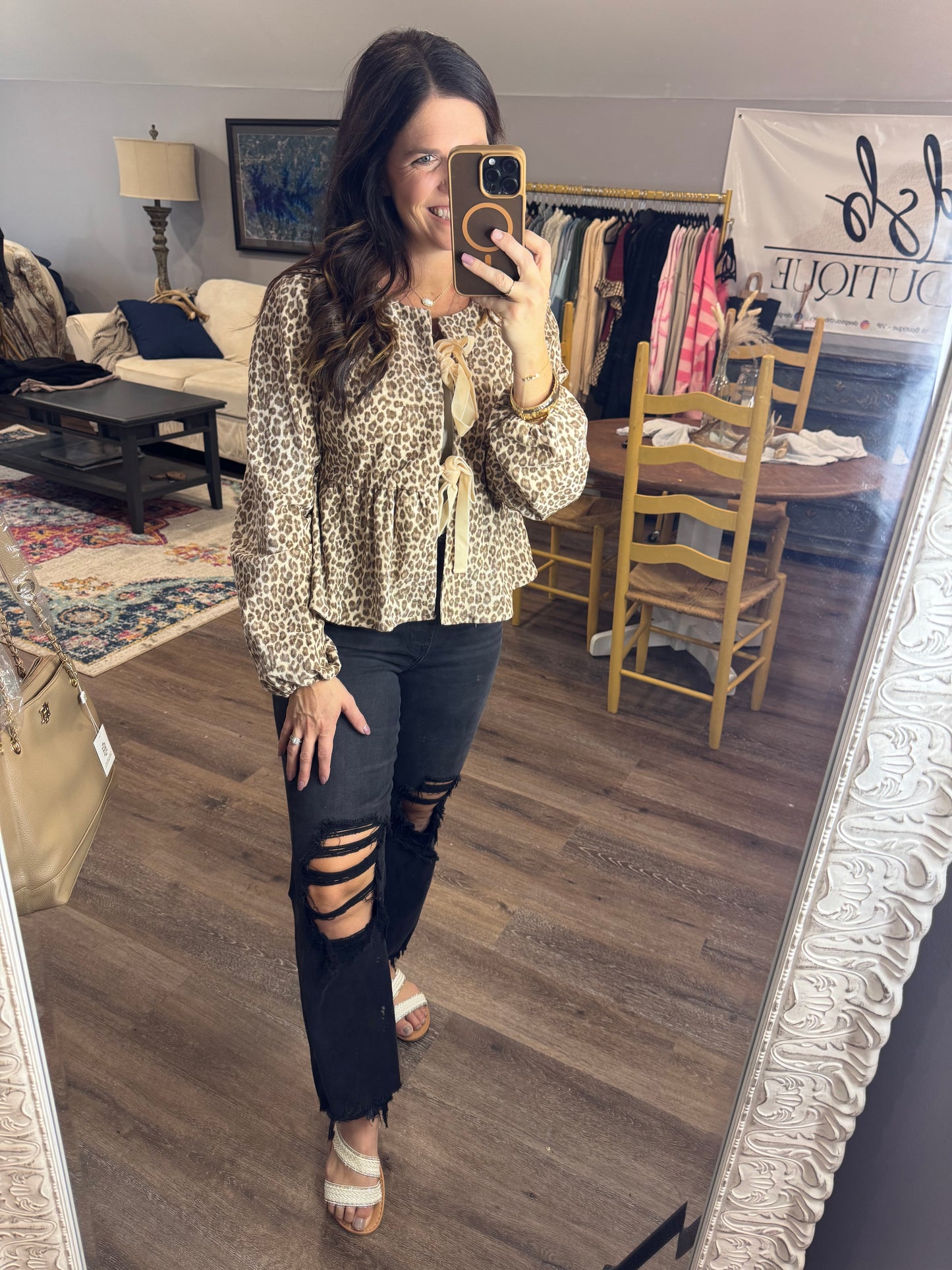 Fast Forward Leopard Tie Top