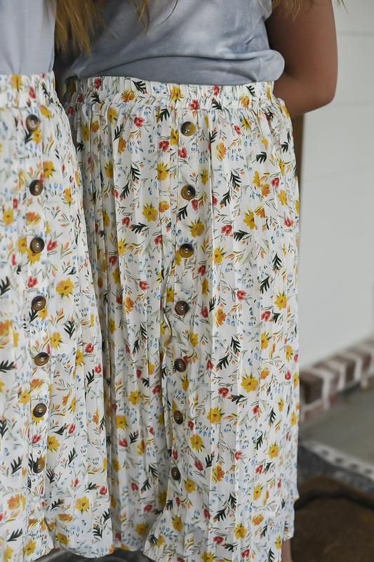 Floral Midi Skirt- Tween