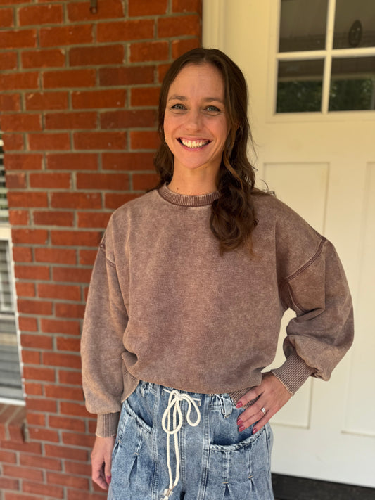 Acid Washed Fleece Oversized Pullover
