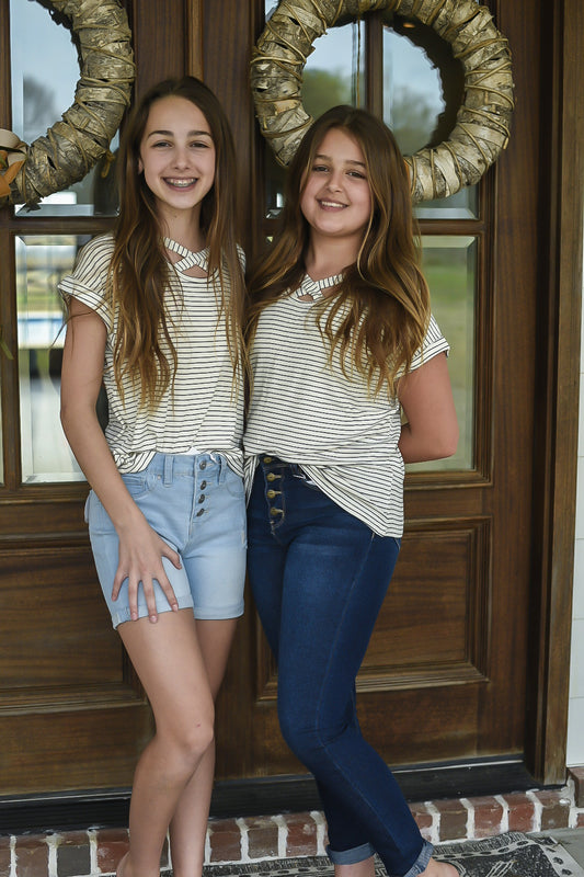 Ribbed Reversible Tee- Tween