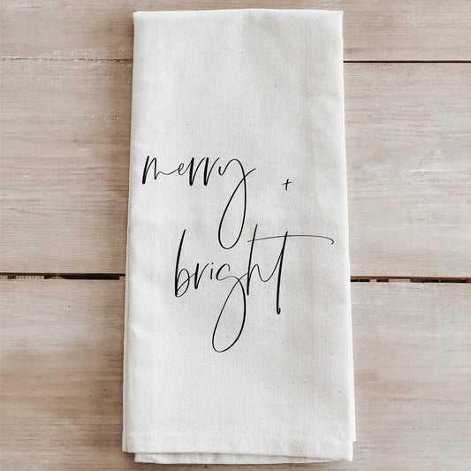 Merry & Bright Christmas Tea Towel