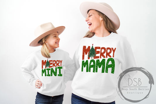 Merry Mama/Mini Tee + Sweatshirt