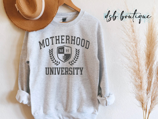 Motherhood University Tee + Sweatshirt