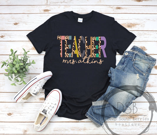 Custom Leopard Letter Teaching Tee